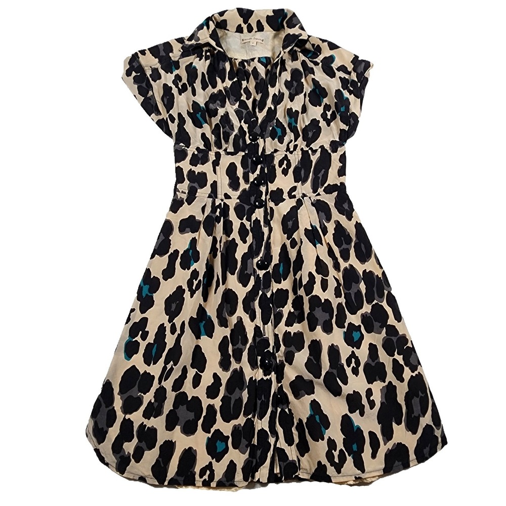 Y2K Nanette Lepore Dress Womens 4 Lucky Leopard Mini 100% Silk Cocktail Classic